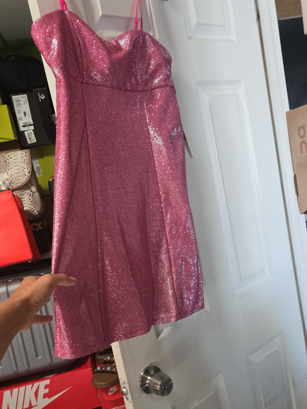 Honey and Rosie Pink Glitter Mini Dress
